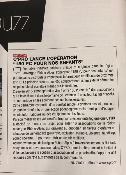 C'PRO lance l'opération "150 pc pour nos enfants"